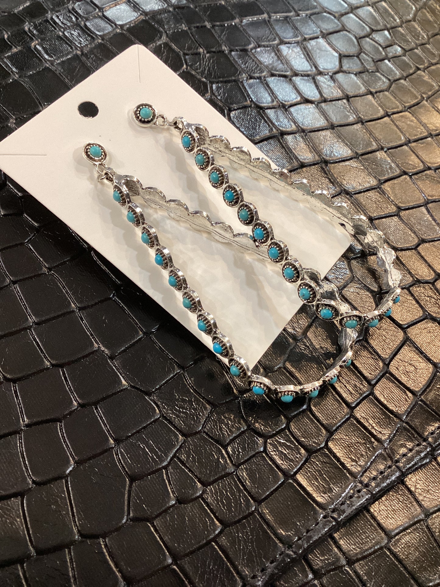 Faux Turquoise and Silver Earrings