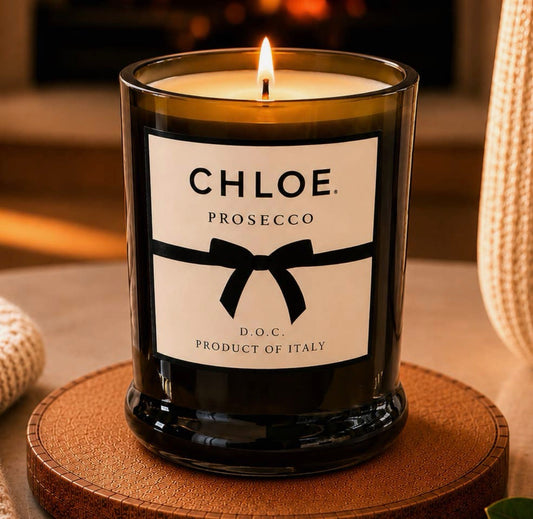 Chloe Prosecco® Bottle Candle - 16 oz | Handcrafted Upcycled Wine Bottle Candle