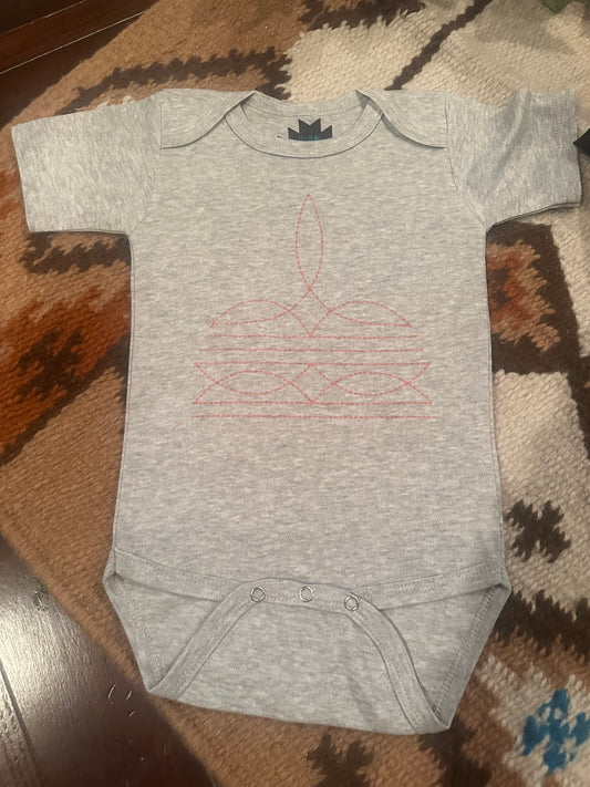 Boot Stitch - S/S Infant One Piece Grey 12-18 months
