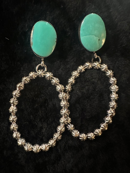 Navajo Handmade Sterling Silver Kingman Turquoise Charlene Yazzie