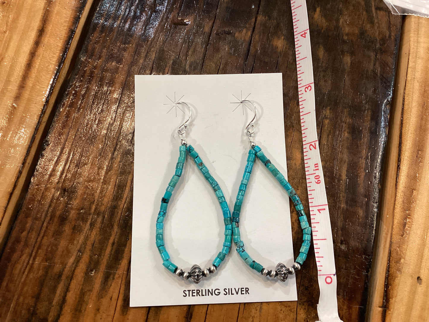 Handmade SS Kingman Turquoise Loop Earrings