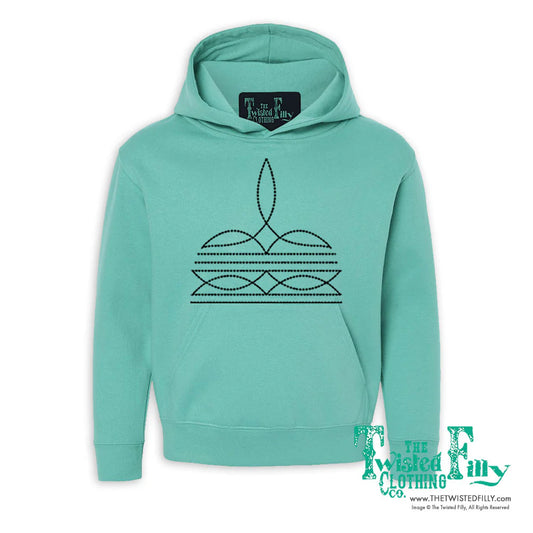 Boot Stitch - Youth Hoodie - Turquoise