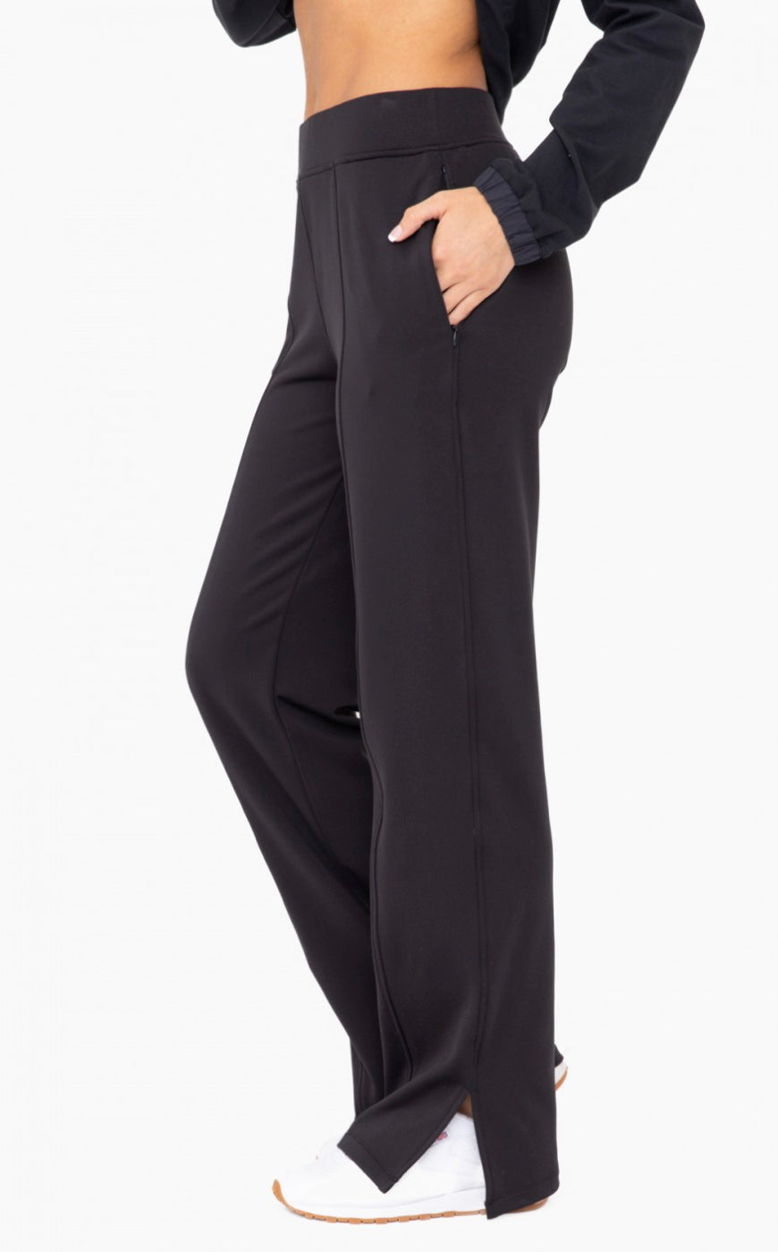 Mono B Butter Soft Black Yoga Micro Fleece Wide Leg Lounge Pants