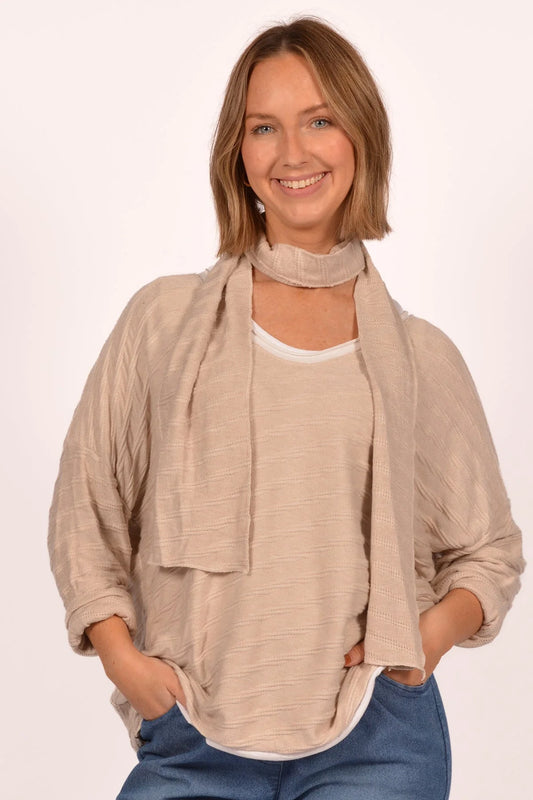 Made in Italy BE BRAIDED SWEATER W/SCARF O/S