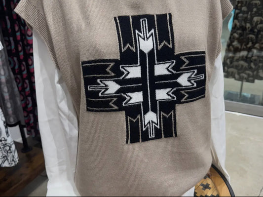 Santa Fe Cross Western Sweater Vest Top