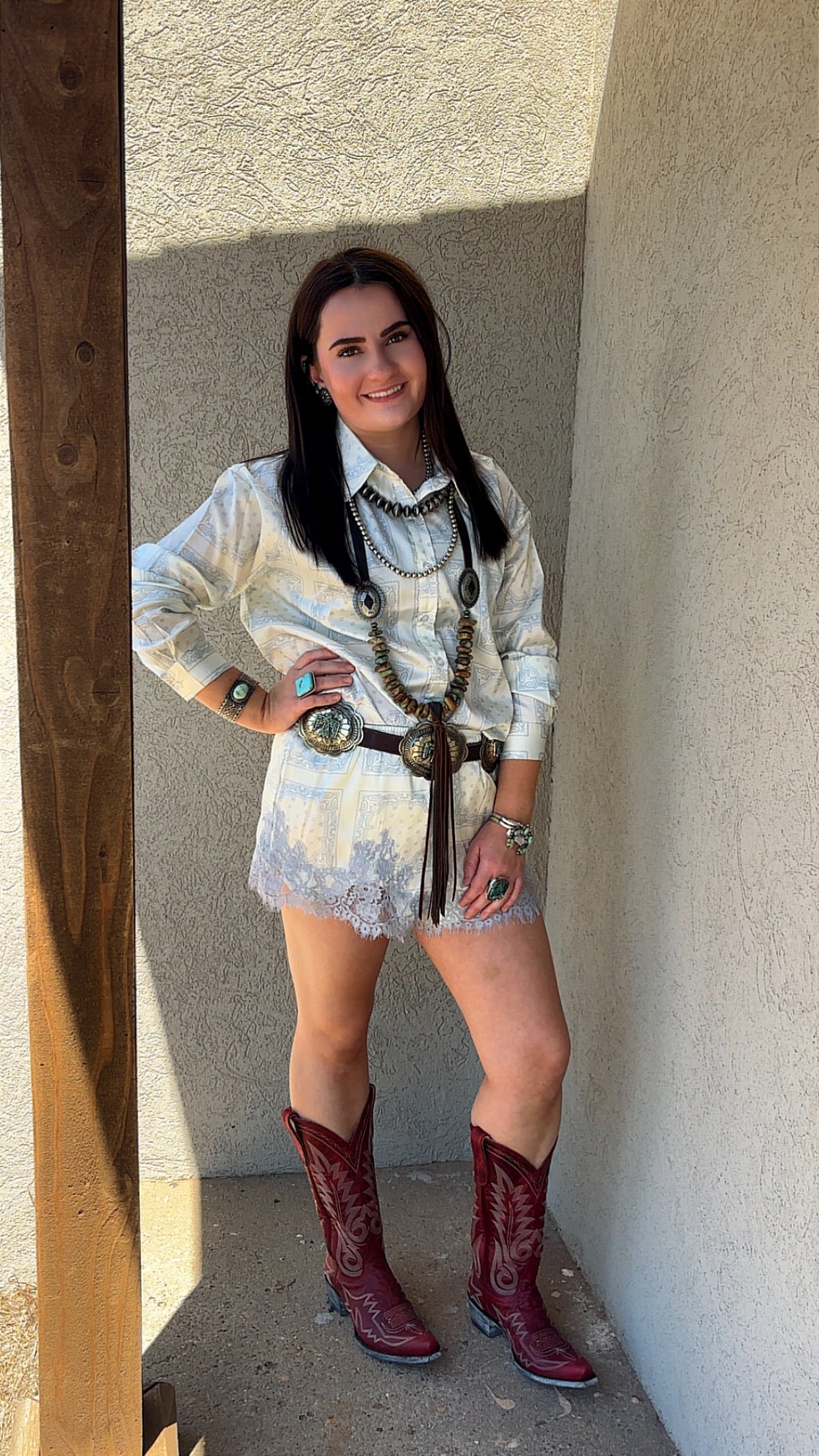 Bailey Paisley Satin Long Sleeve w/ Lace Shorts 2 pc Set
