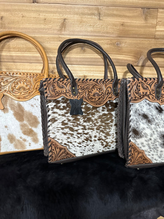 Floatin’ T Tooled Leather Large Cowhide Tote Bag