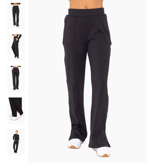 Mono B Butter Soft Black Yoga Micro Fleece Wide Leg Lounge Pants