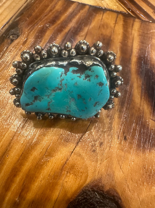 Tibetan Handmade Large Turquoise Adjustable Ring