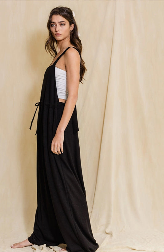 Ring & Strap Wide Leg Solid Knit Jumpsuit