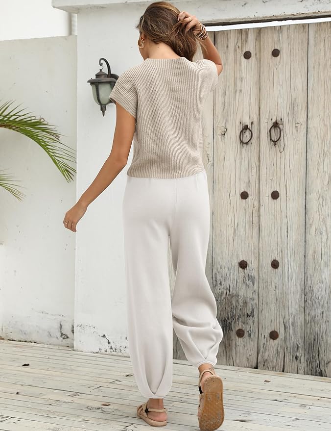 Women's Sweater Knit High Waisted Pants Lounge