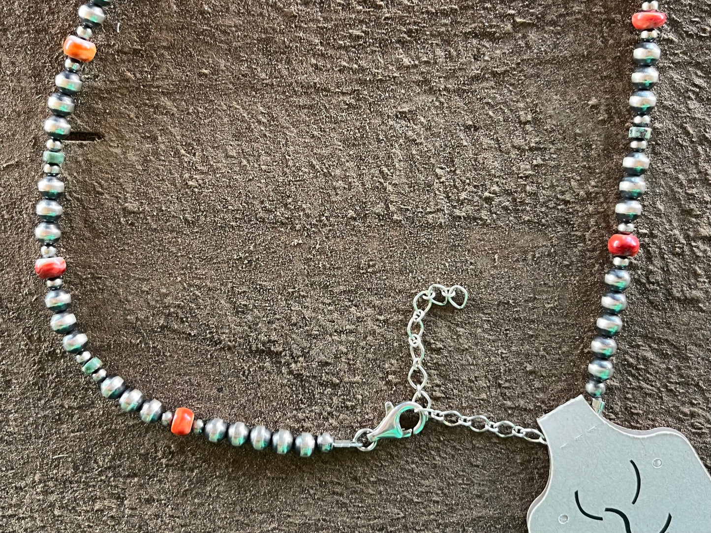 15” 5mm Navajo Pearls & Spiny Oyster Necklace