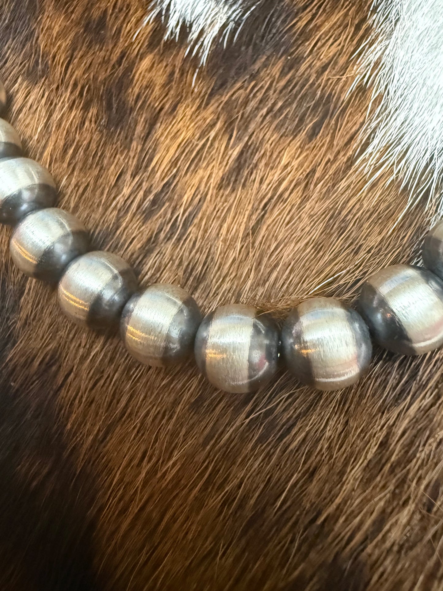10mm 18” Navajo Sterling Silver Beads