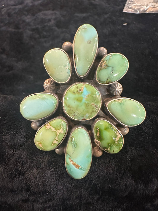 Sterling Silver Navajo Marked Handmade Sonoran Gold Sz 8 Ring