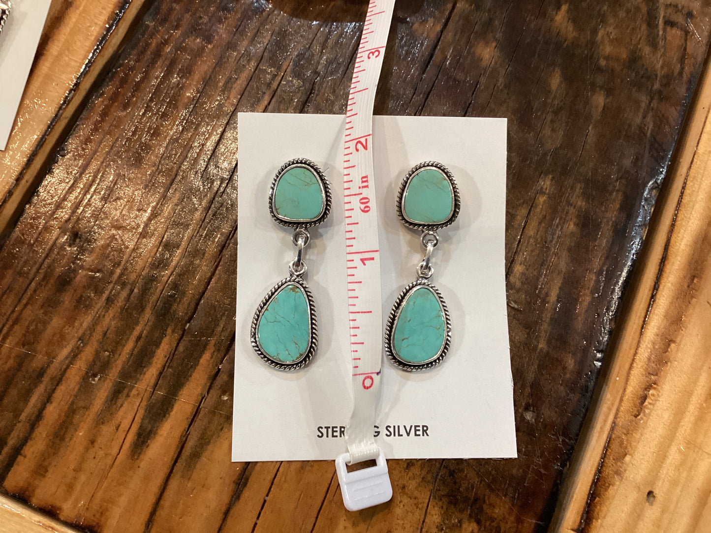Handmade SS Kingman Turquoise Earrings