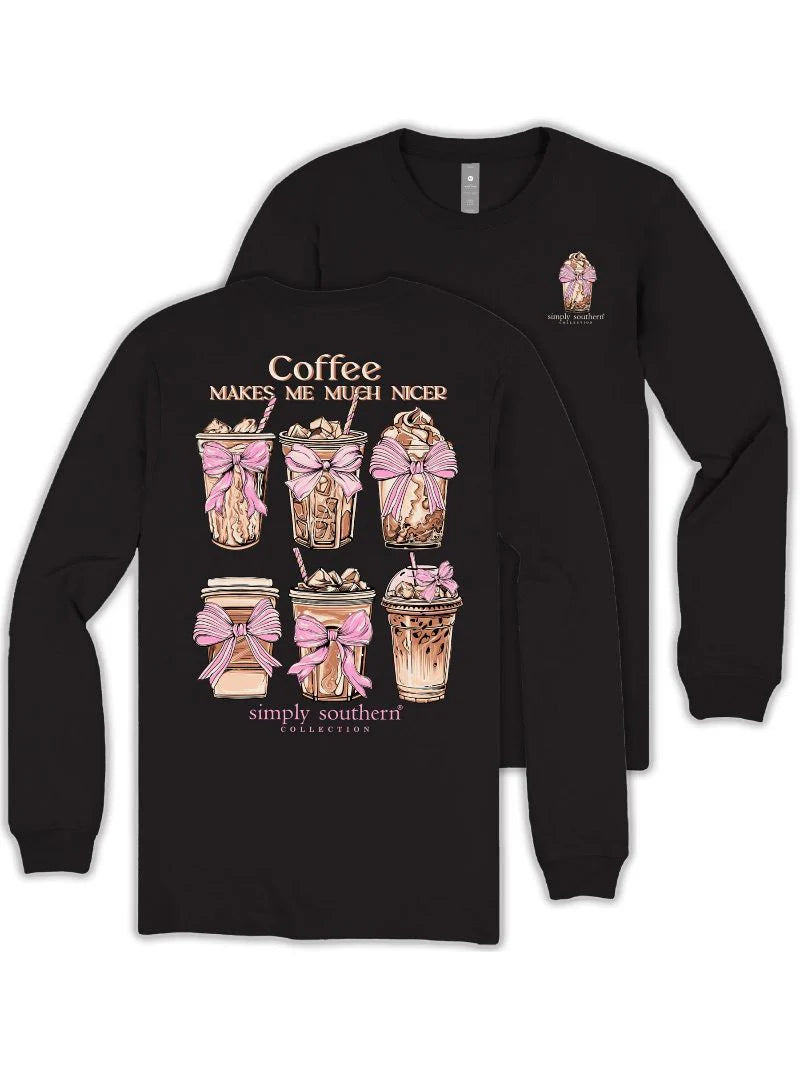 SIMPLY SOUTHERN NICER COFFEE LONG SLEEVE T-SHIRT
