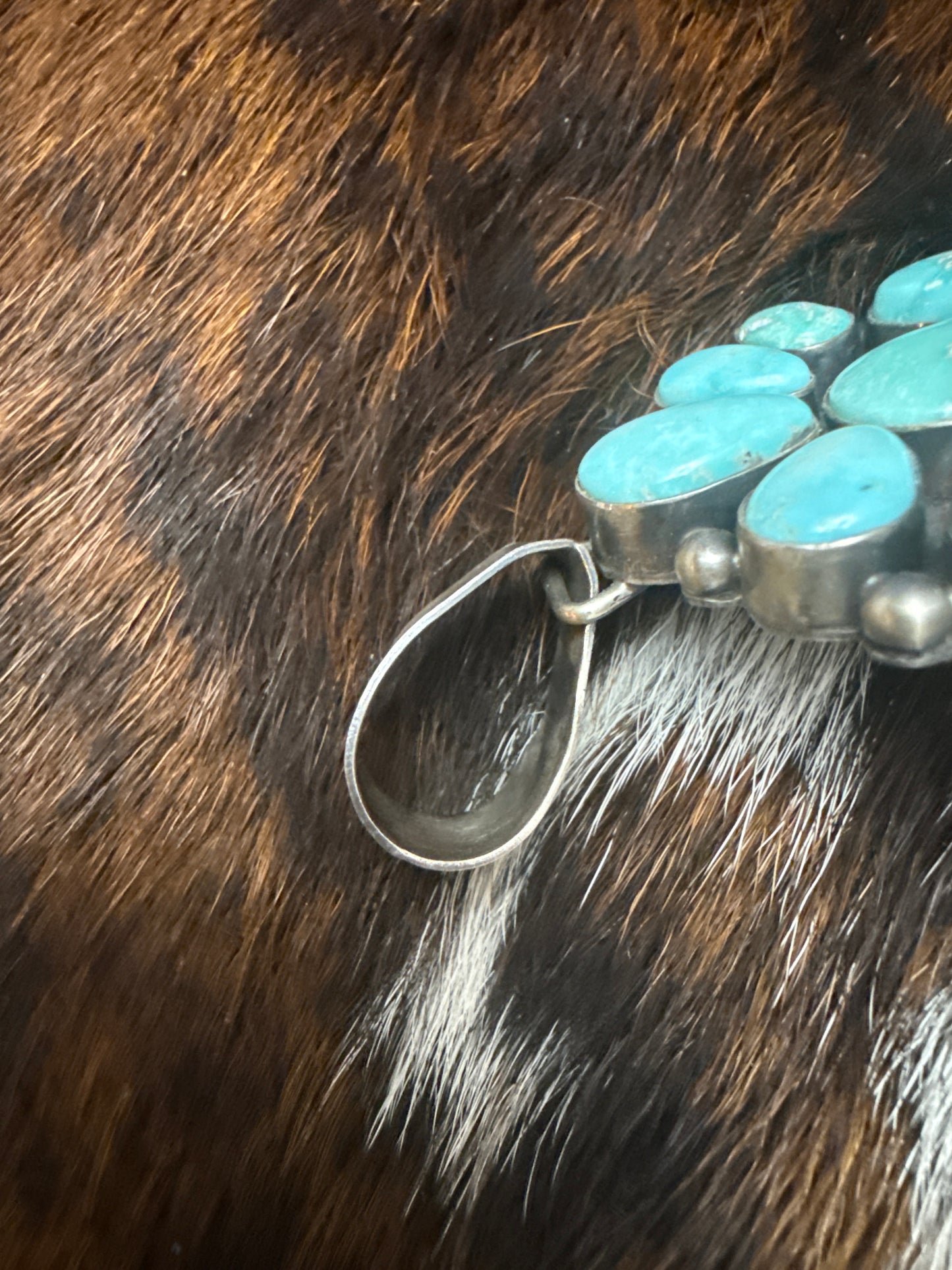 Marked Piece Paul Livingston Navajo Turquoise Sterling Silver LARGE Pendant
