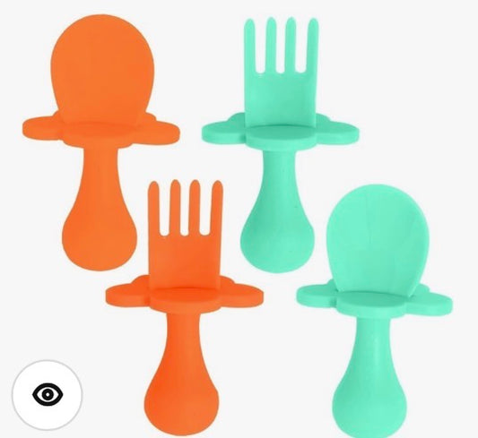 Grabease Baby Self Feeding Utensils Short Training Spoon Fork Plastic Set
4 Pcs | 2 Spoons 2 Forks