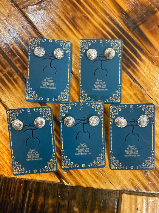 Faux Silver Etched Stud Earrings