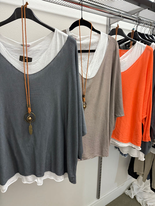 Made In Italy Double Layer Sweater/Tee O/S