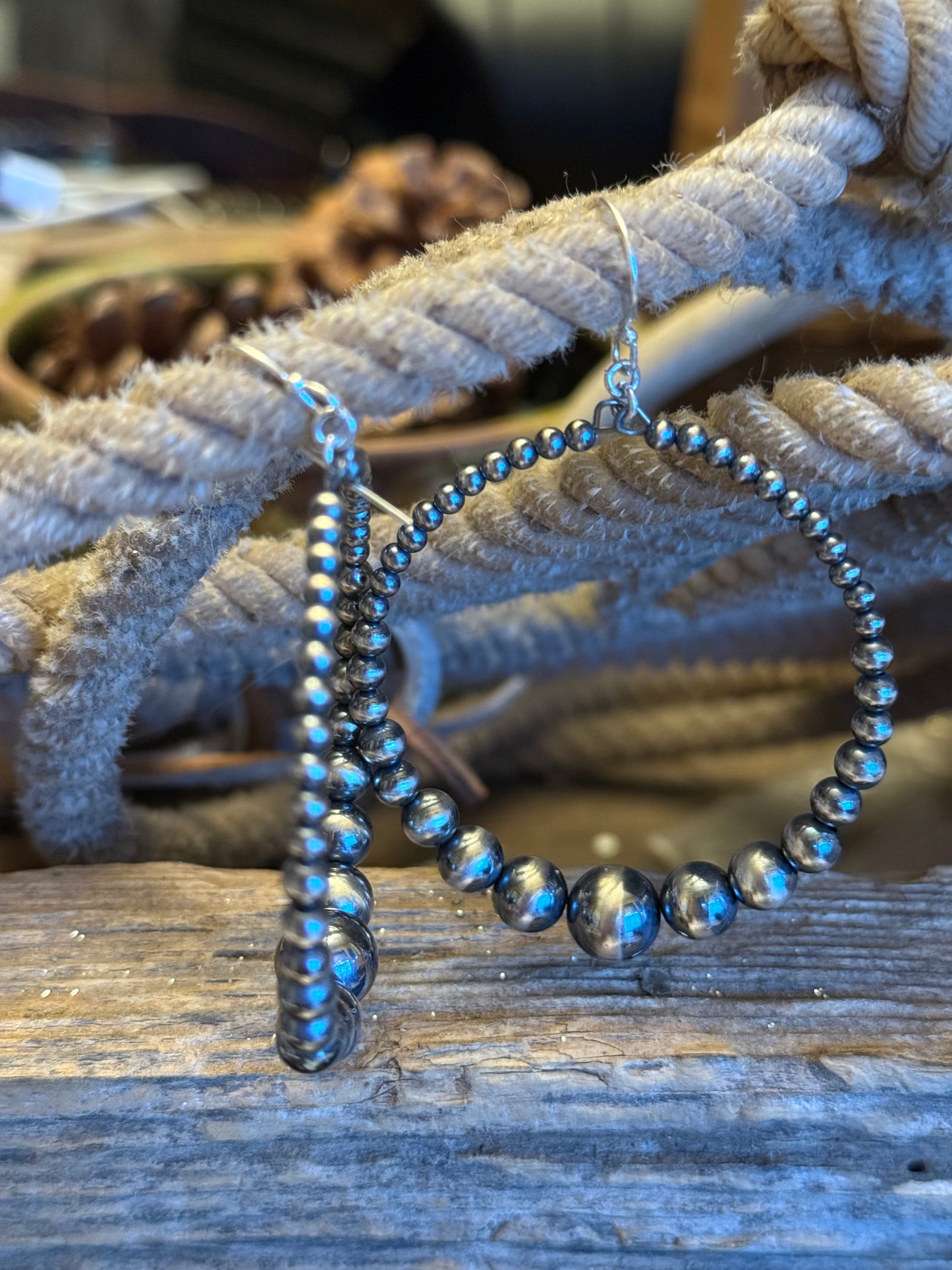 Sterling Silver Pearl Loop Earrings