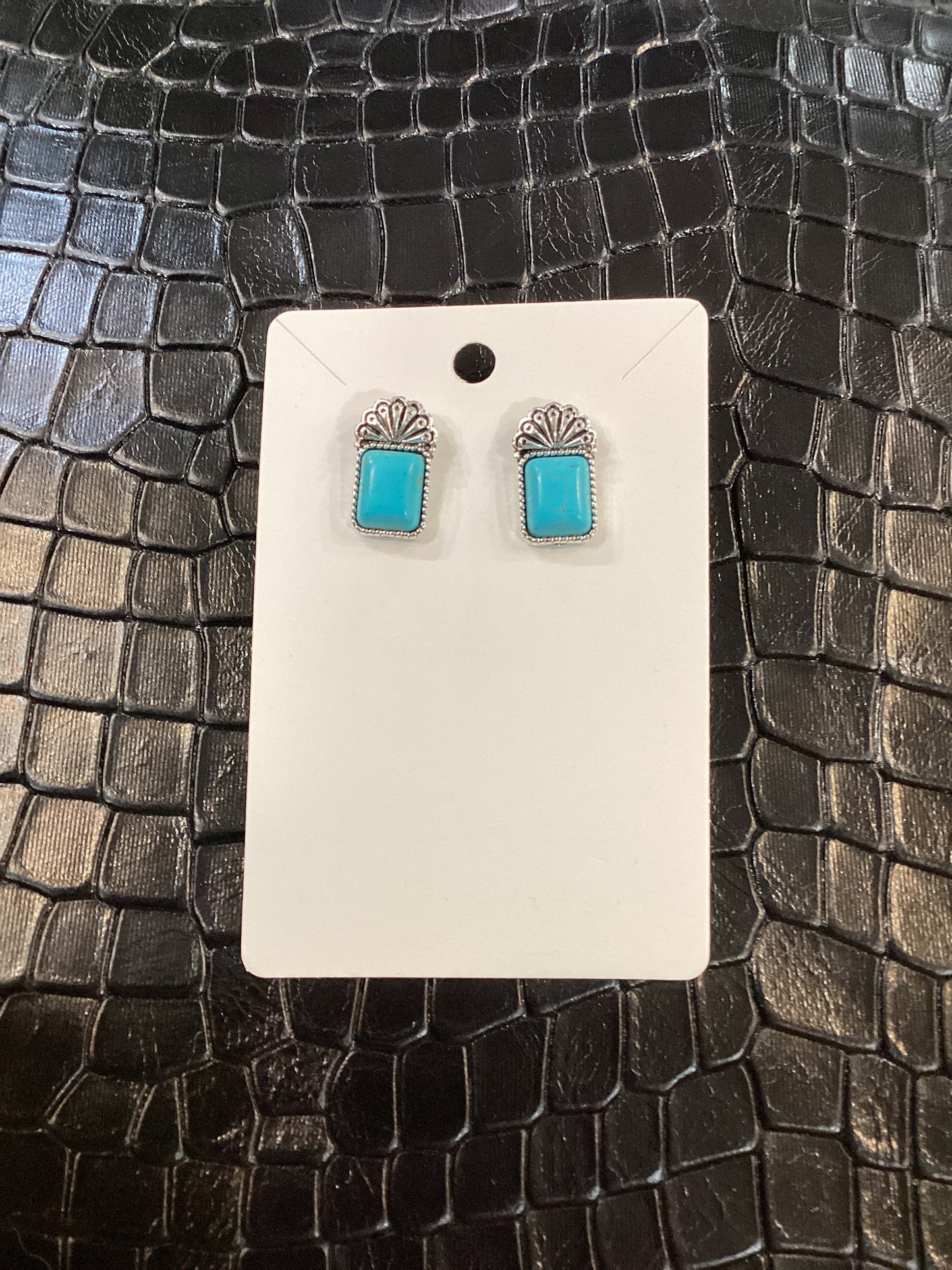 Faux Turquoise and Silver Earrings