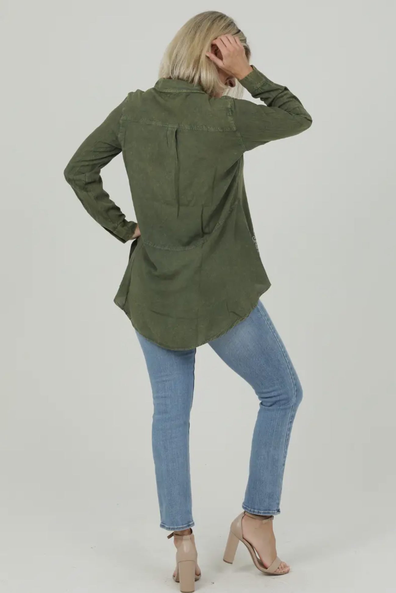 Nostalgia Women's Embroidered Button Front Hi Lo Hem Shirt