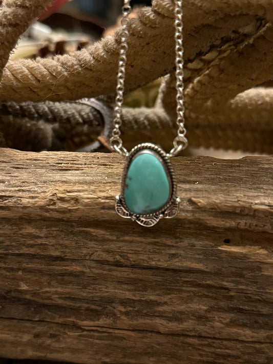 Sterling Silver Handmade Kingman Turquoise Necklace