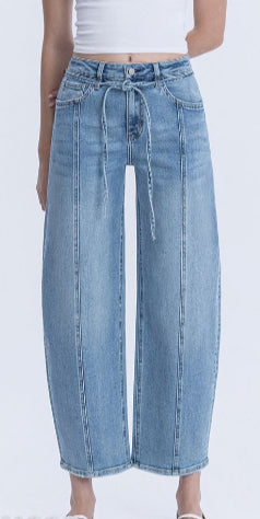 LOVERVET HIGH RISE WIDE BARREL WITH WAIST TIE