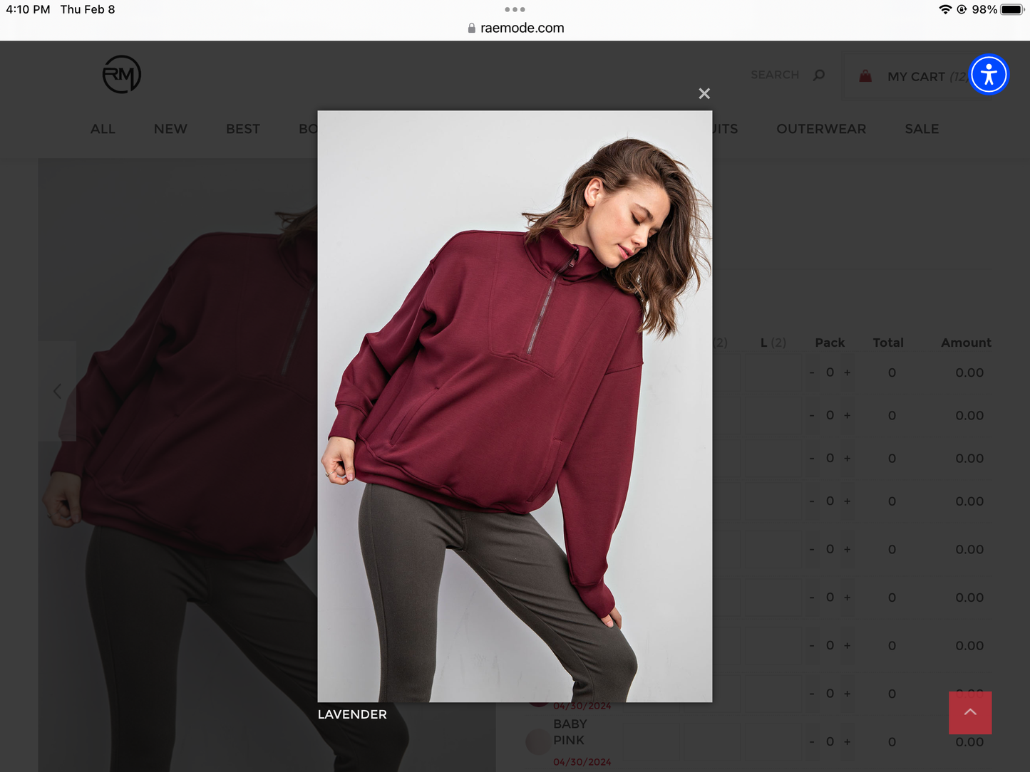 MODAL POLY SPAN QUARTER ZIP FUNNEL NECK PULLOVER