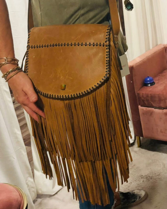 Juan Antonio - Leather Fringed Handmade Turquoise Bag Purse