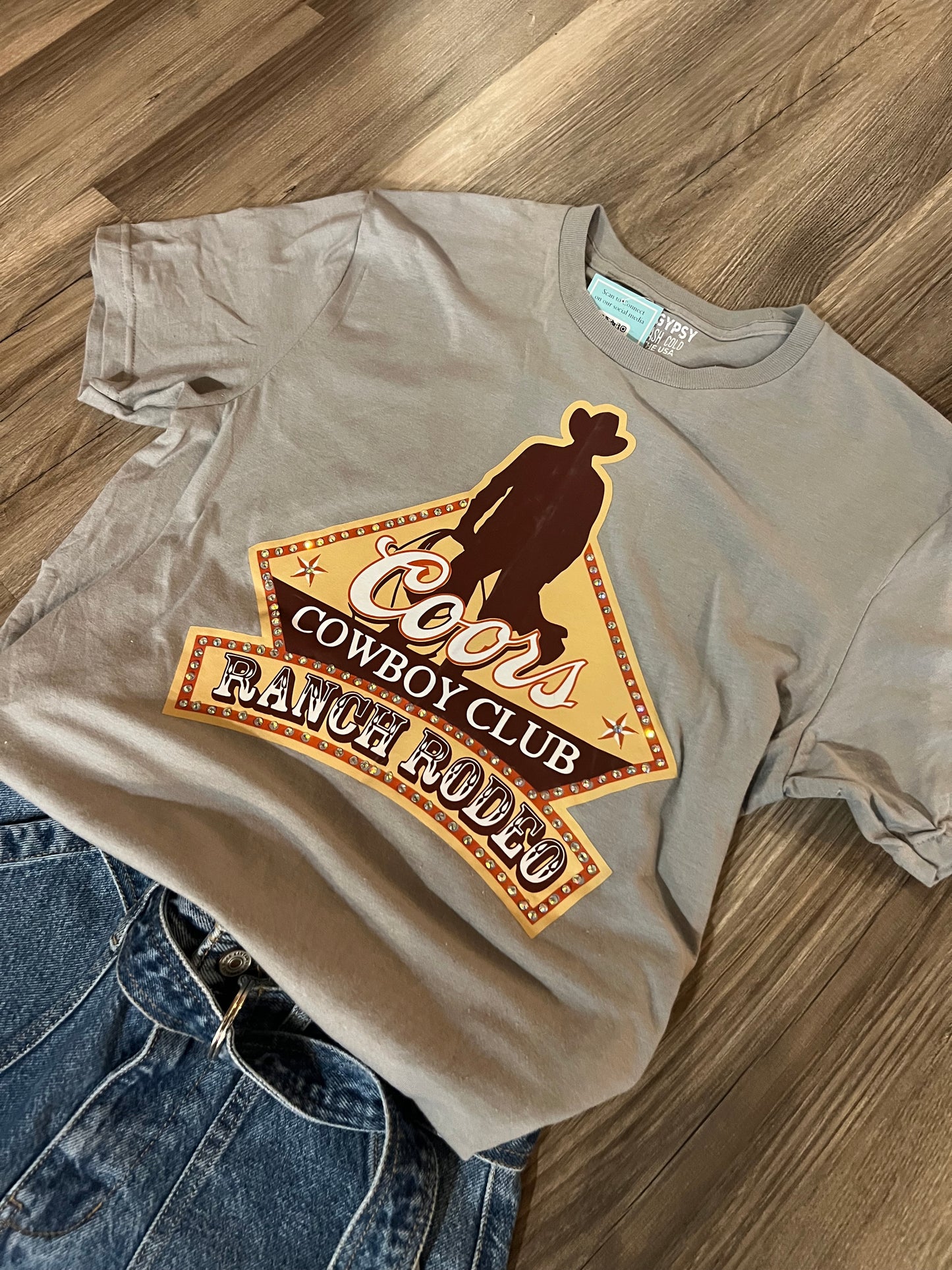 Coors Ranch Rodeo Cowboy Club Tee with Crystals