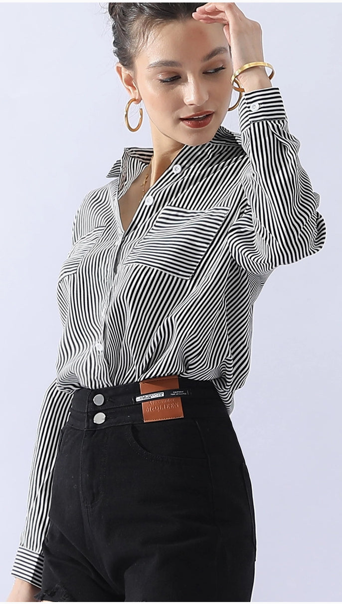 Striped Button Down Two Pocket