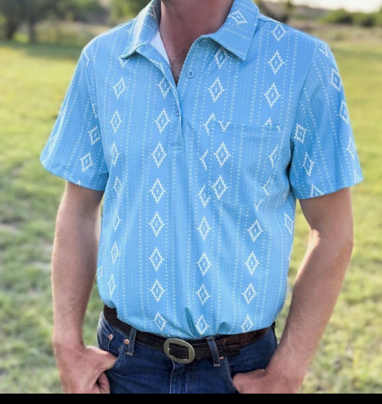 Dusty Blue Men’s Polo Top