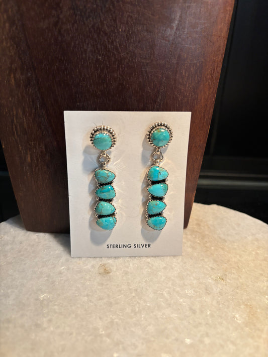 Sterling Silver Kingman Turquoise Dangle Earrings