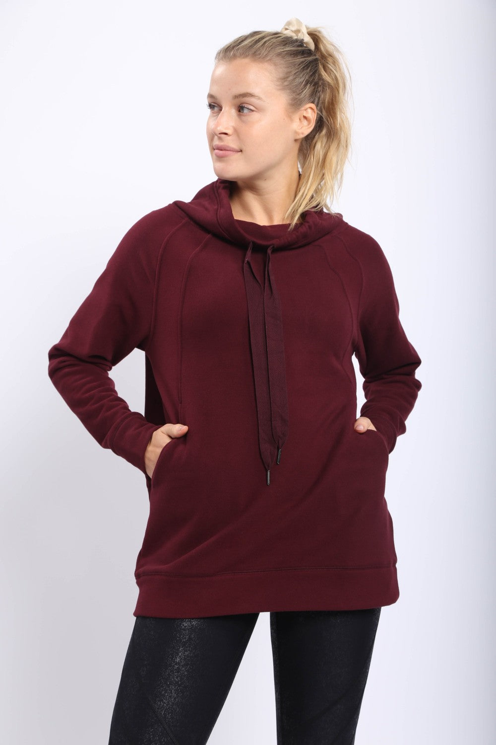 Burgundy Brushed Cowl Neck Pullover