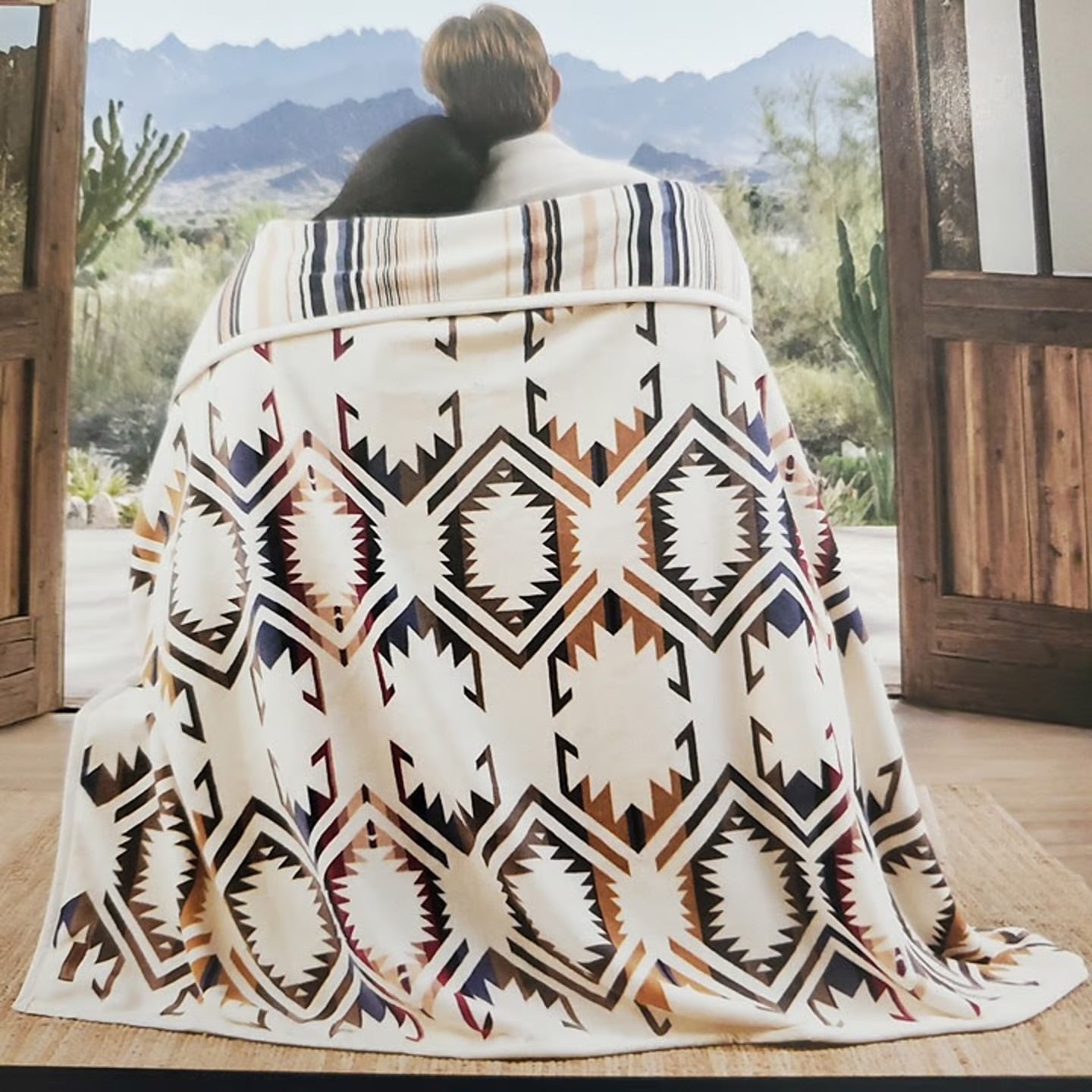 Pendleton Throw Blanket For Two Reversible Oversized Tribal Pattern 60x80 OEKO-TEX STANDARD 100