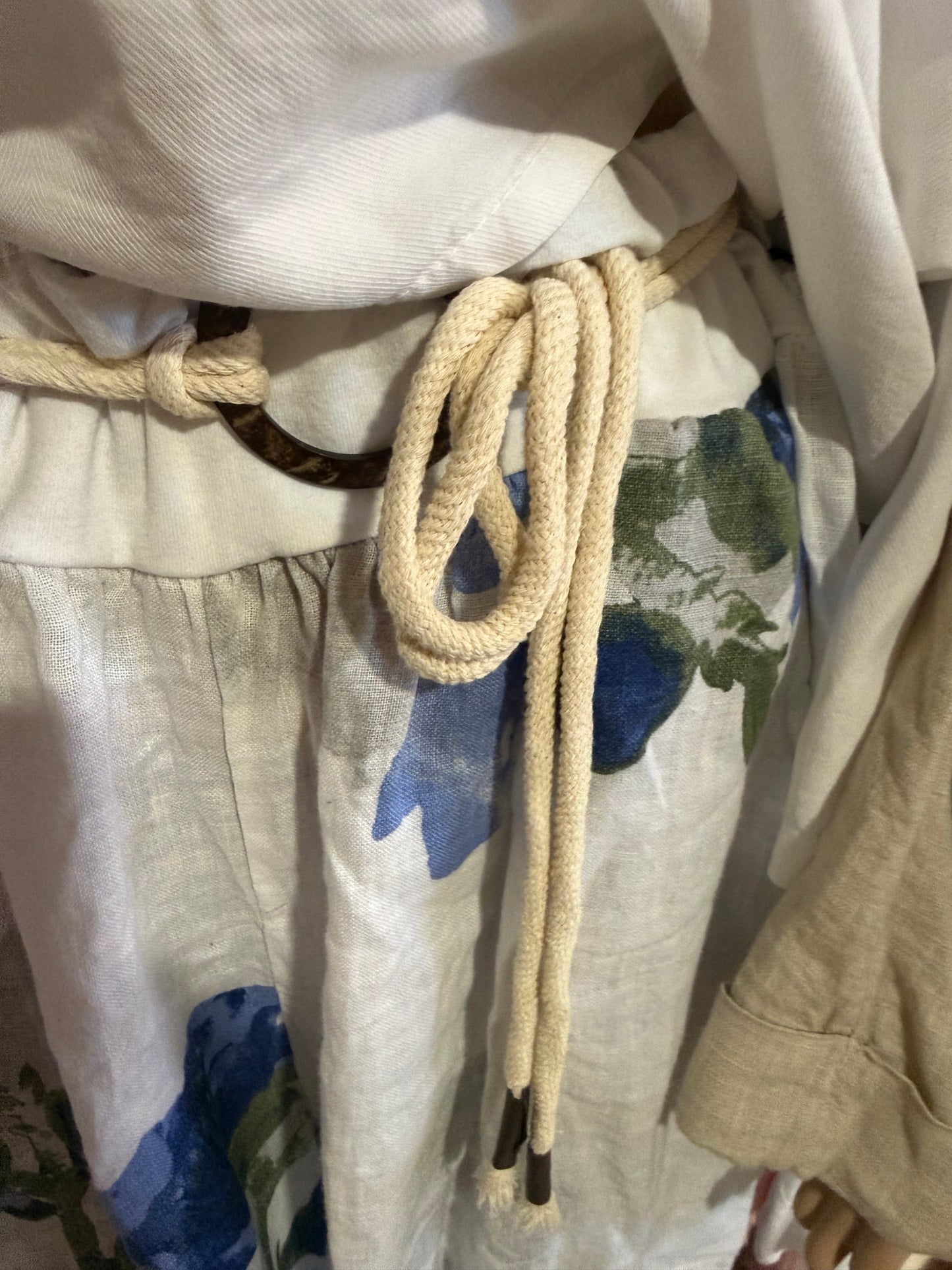 Marisima Made in Italy Linen Artistic Floral Pants