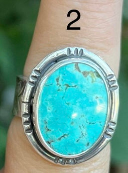 Navajo Handmade hand-stamped turquoise ring