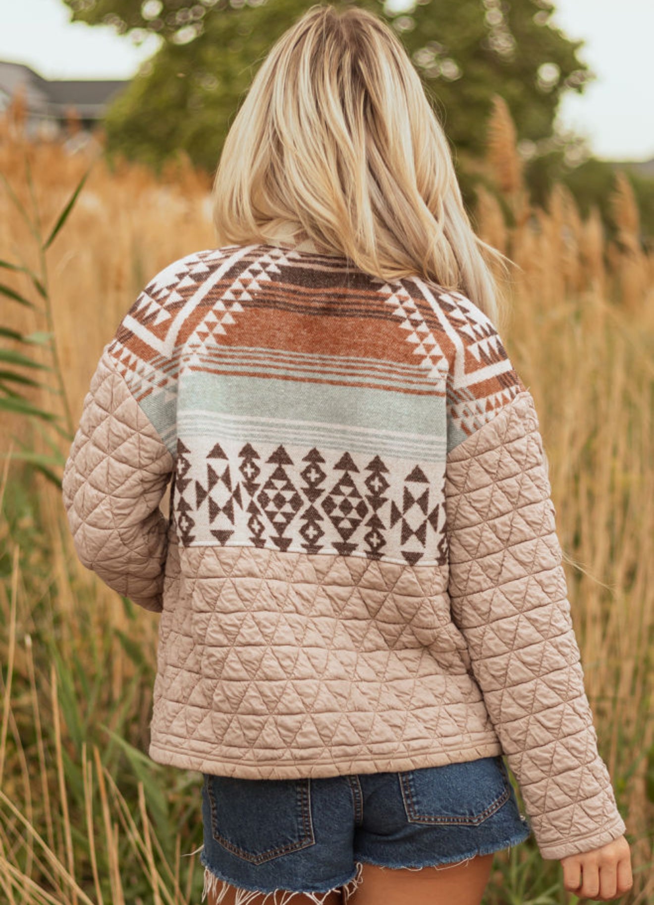Light Aztec Quilted Patchwork Jacket