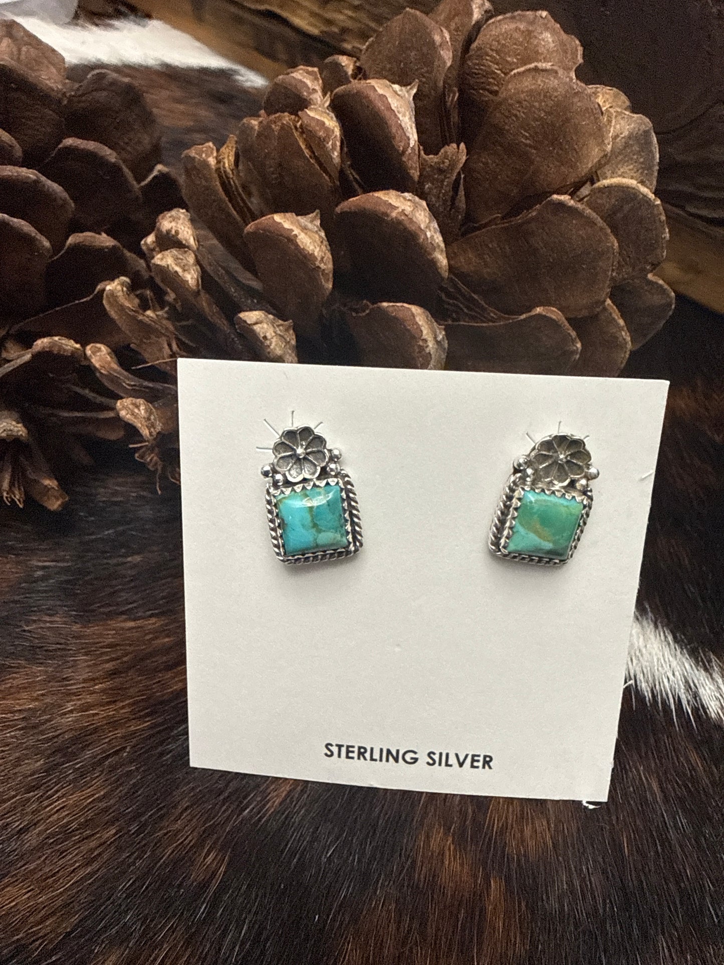Sterling Silver Handmade Kingman Turquoise Earrings