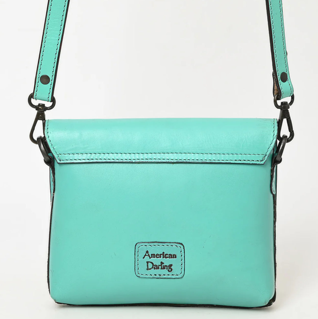 American Darling Hand-Tooled Leather & Cowhide Zip-Top Crossbody Bag