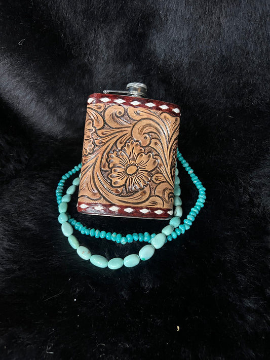 Tooled Leather Flasks 8oz