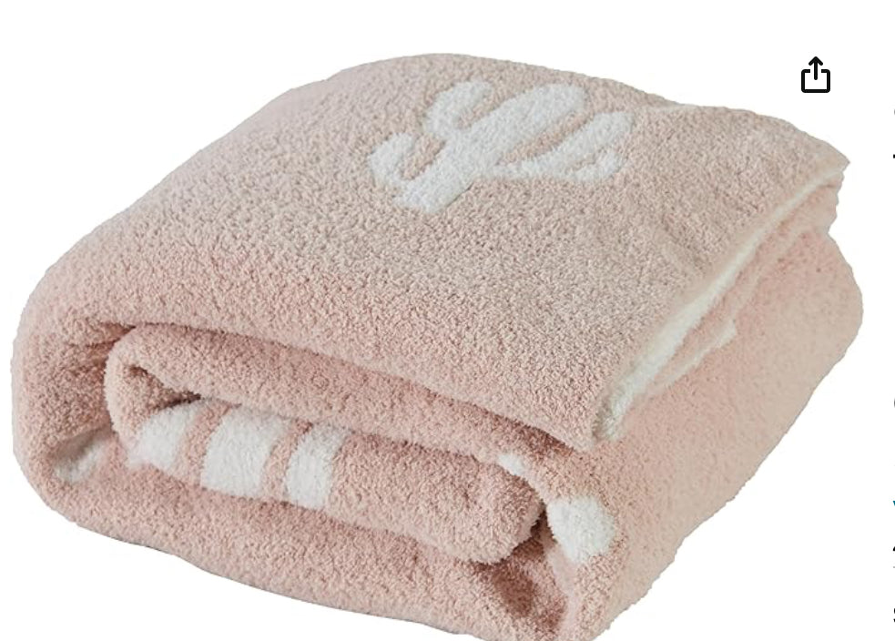 Cactus Throw Blanket Microfiber Khaki Knitted Blanket Lightweight Fluffy Fleece Blanket(Beige)