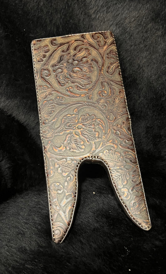 Tooled Leather Boot Stand