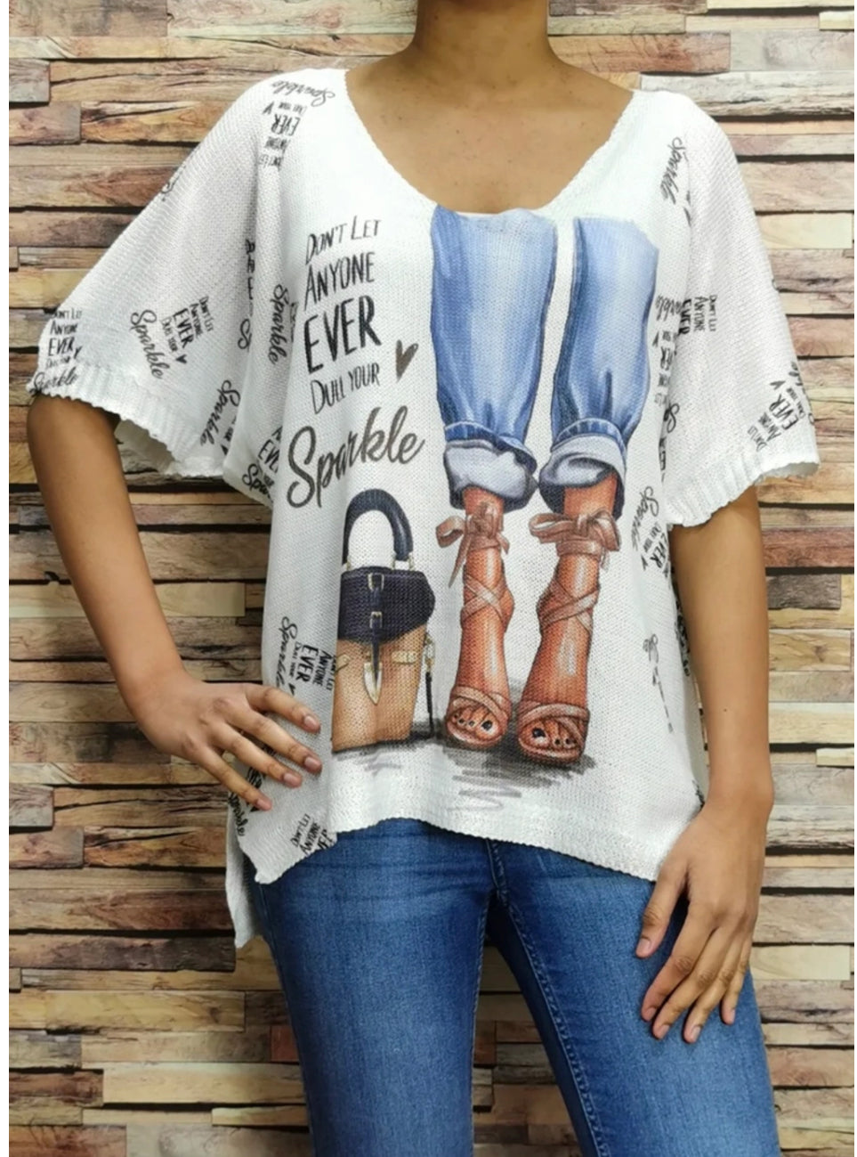 LOOWIE White Fashion Summer Knit
Printed Sweater