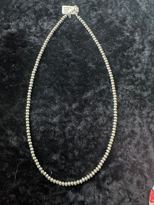 Sterling Silver Navajo Pearl Necklace 4mm 20”