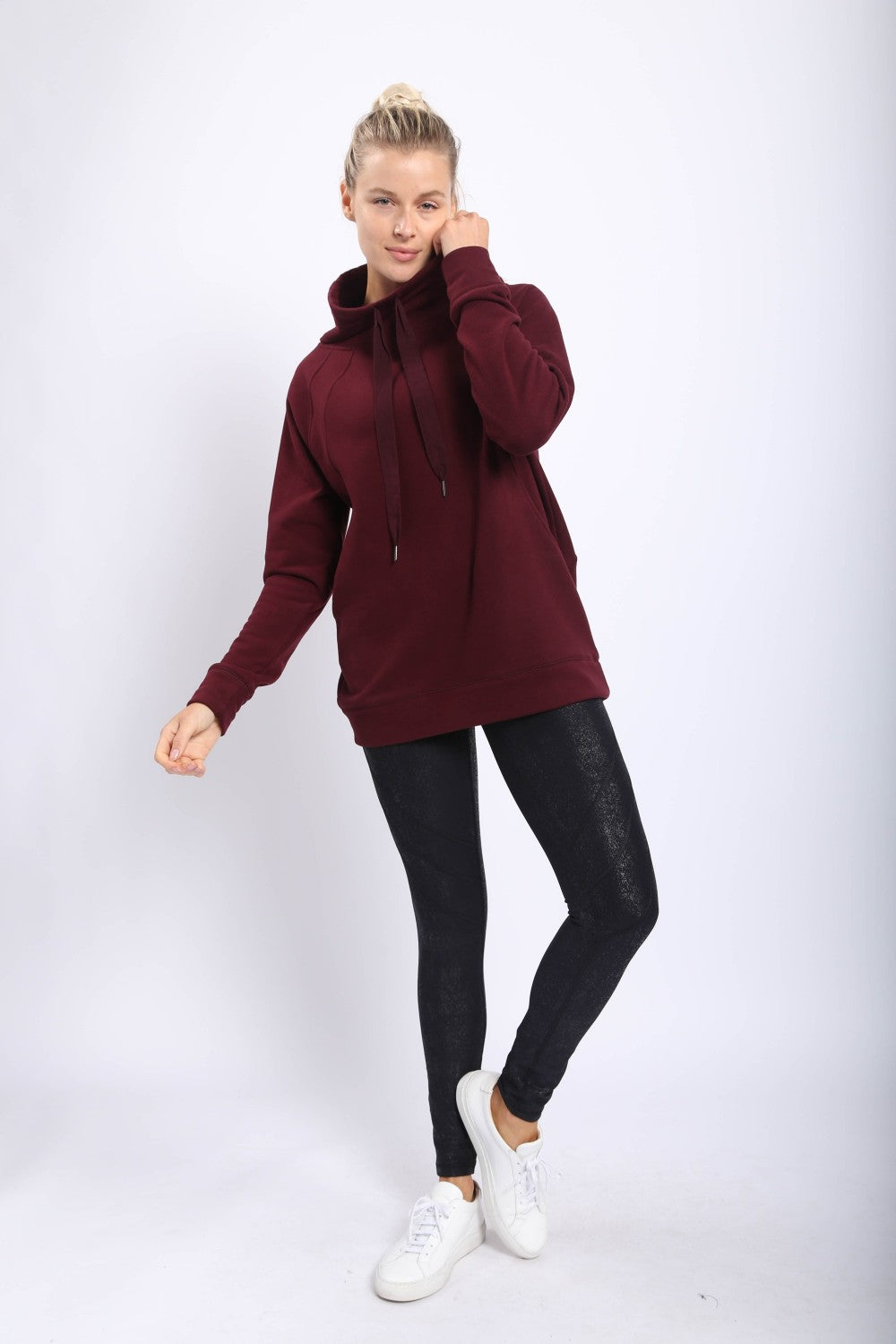 Burgundy Brushed Cowl Neck Pullover