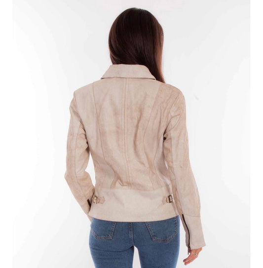 SCULLY LADIES CREAM COLORED CONCHO VINTAGE STYLE LEATHER JACKET