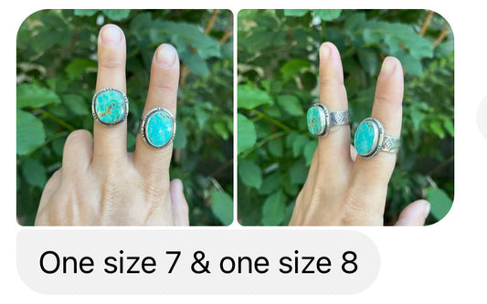 Navajo Handmade hand-stamped turquoise ring